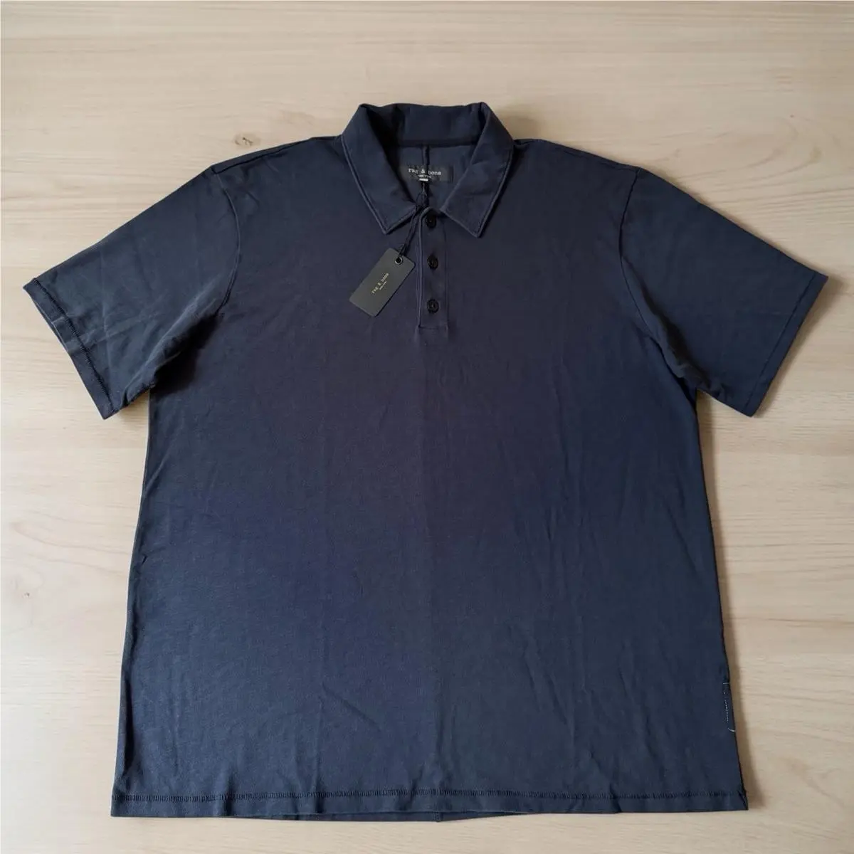 Rag Bone Mens Classic Slub Jersey Polo Navy Blue Men’s Size Xxl by Rag & Bone