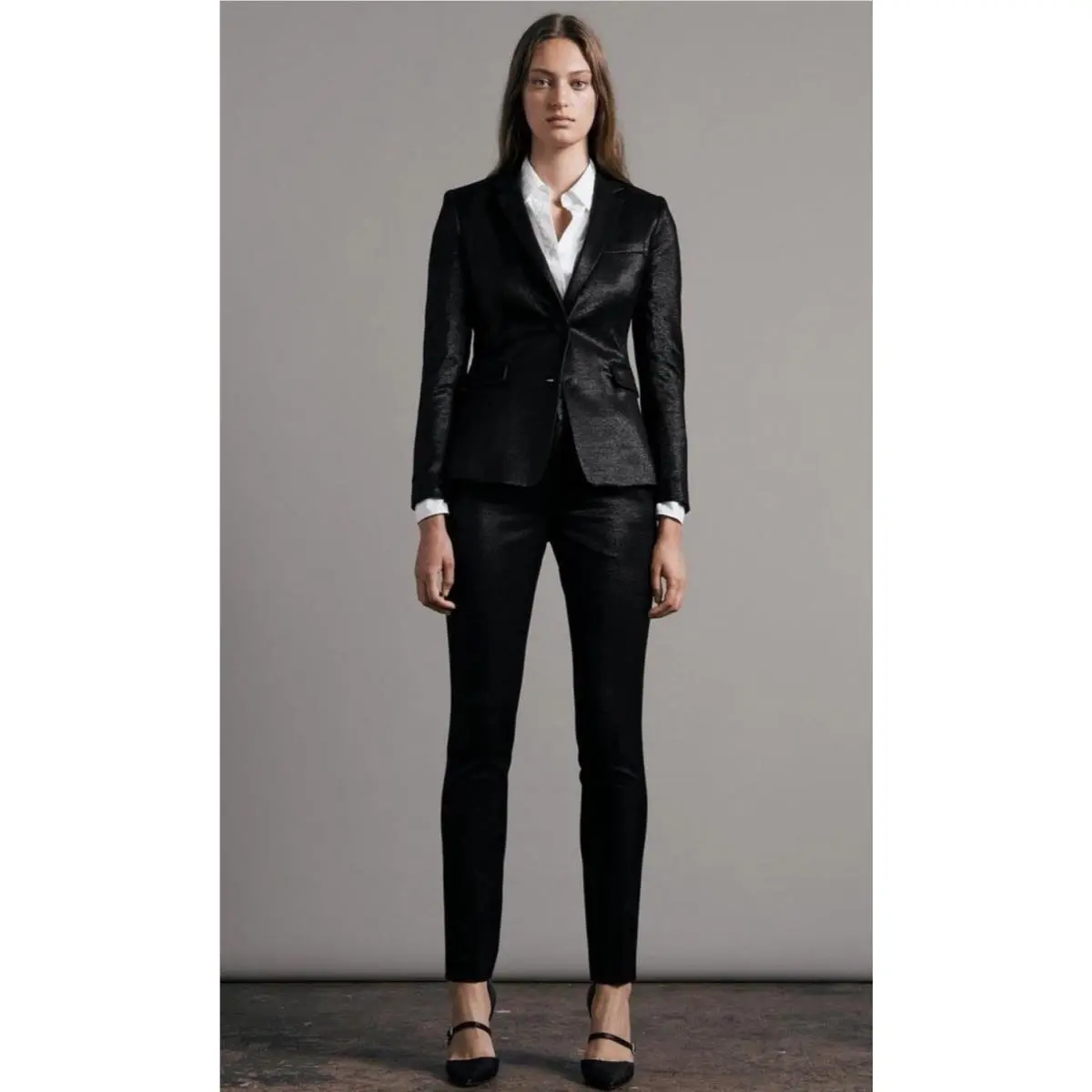 Rag Bone Size 4 Razor Blazer Black Wool Lurex Metallic Button Jacket Coat