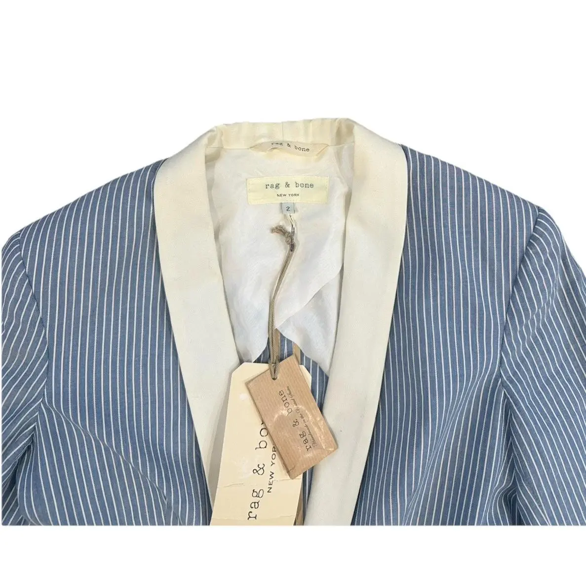 Rag and Bone York Blue White Shawl Collar Andrea Jacket Size 2 by Rag & Bone