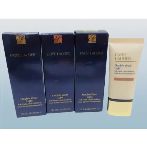 Estee Lauder Double Wear Light Soft Matte Hydra Makeup 7N1 Deep Amber 1 OZ 3PCS