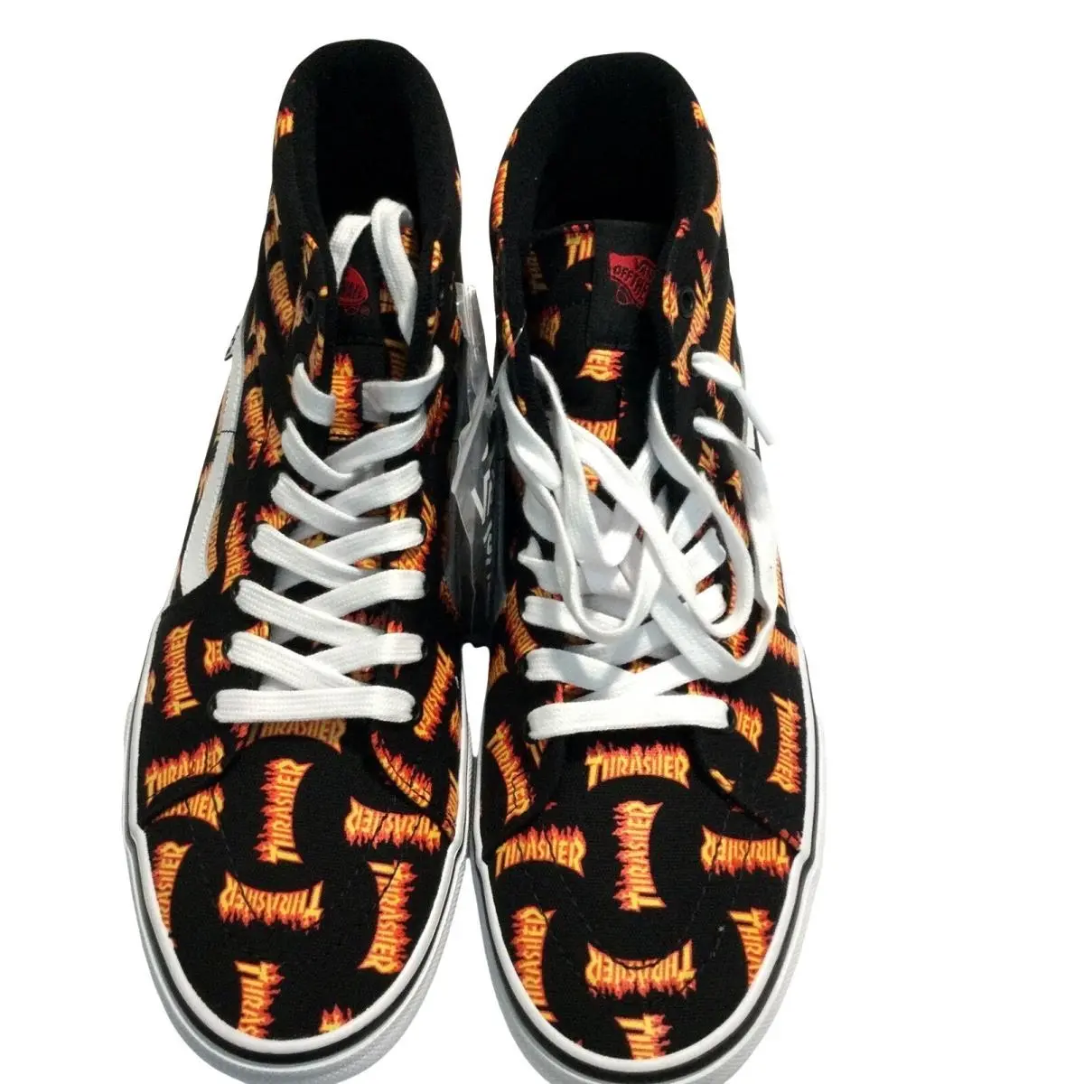 Vans Sk8-Hi Thrasher Magazine Flame Logo Black Skate Shoes Mens 12 VN0A5FCCBKA