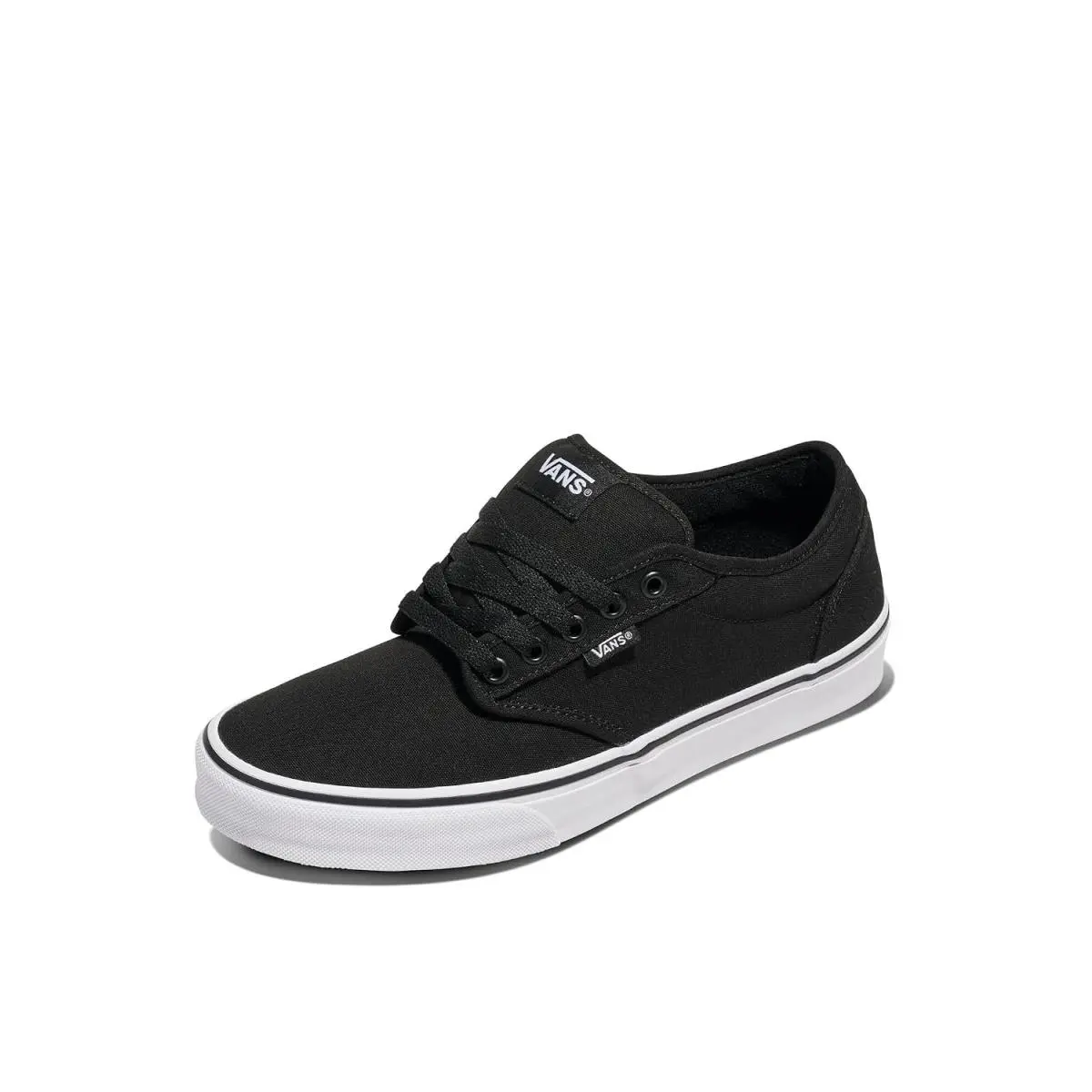 Men`s Vans Atwood Sneakers Low Top Black White Red Brown Grey Colorful Casual - Canvas Black/White