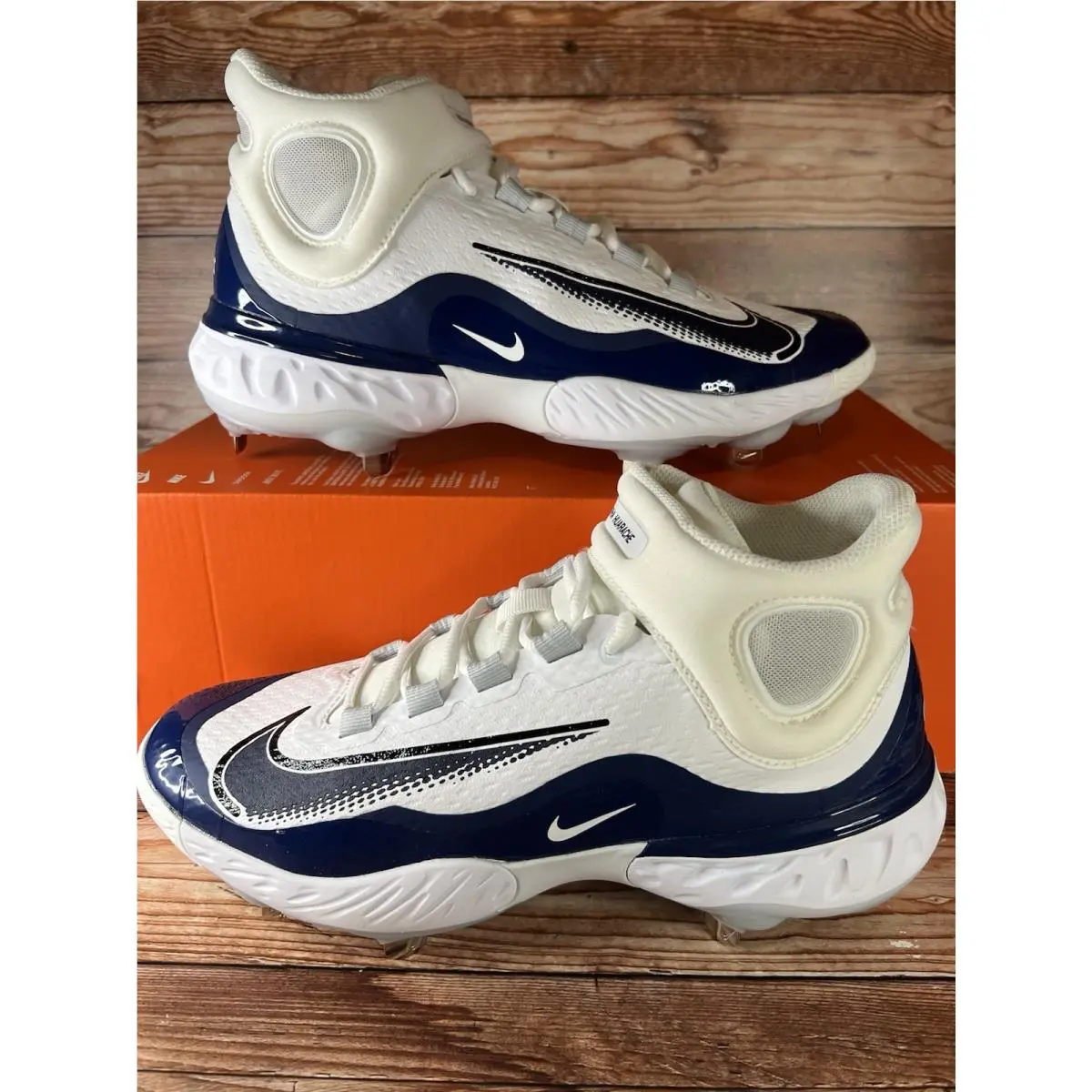Nike Alpha Huarache Elite 4 Mid Baseball Cleats FD2744-103 Blue Men`s Size 8