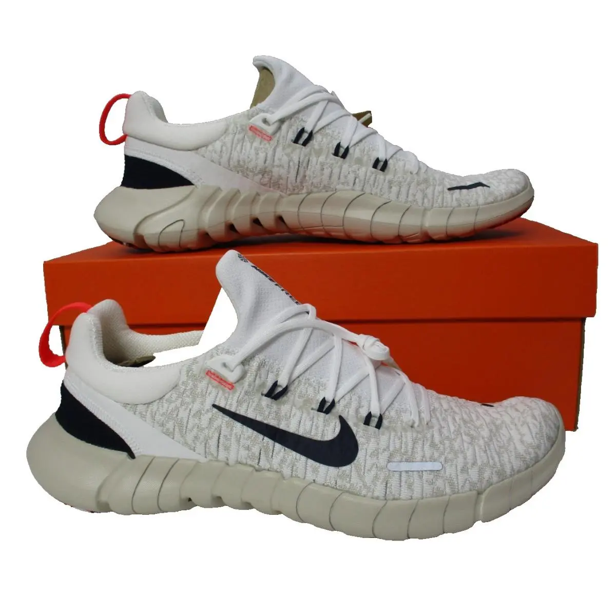 Nike Free Run 5.0 Next Nature White Obsidian Oreowood Running Shoes Mens Sz 9.5