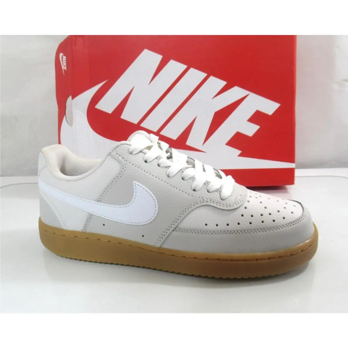 Women`s  Court Vision Low Sneakers Light Bone White Phantom Size 8.5 by Nike