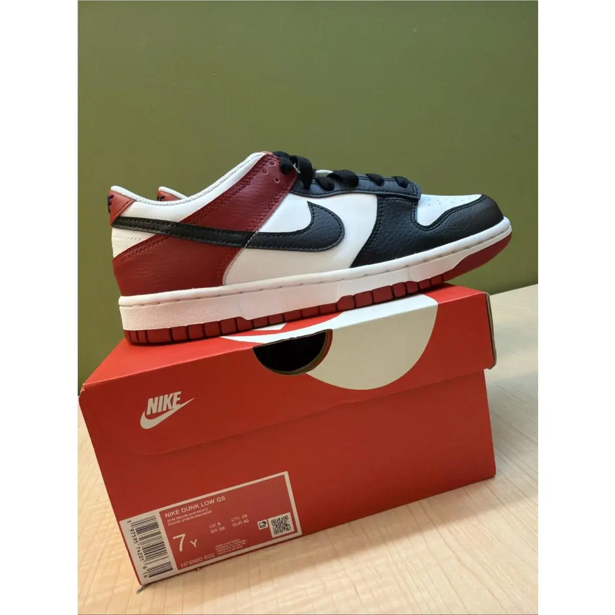 Nike Dunk Low GS Red Black White HF9980 600 Size 7
