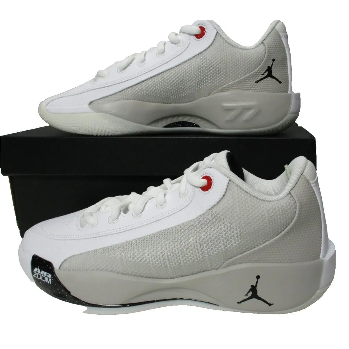 Nike Jordan Luka 77 Menns Sz 9 White Black Tech Grey Fire Red Sneakers