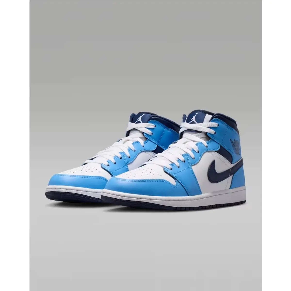 Nike Men`s Air Jordan 1 Mid University Blue/white/midnight Navy Size 10.5