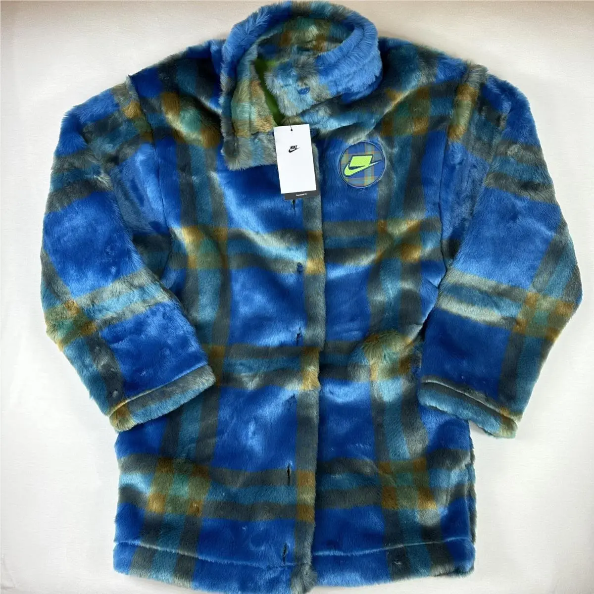 Nike Fur Jacket Court Blue Mean Green Sportswear Women’s Size XS DD4541-476