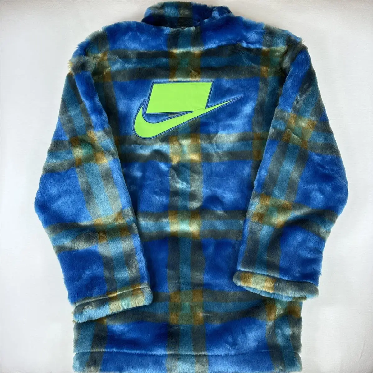 Nike clothing - Nike Sportswear Faux Fur Jacket - DD4541-476 - Court Blue/Mean Green (UPC: 195242454213) 0