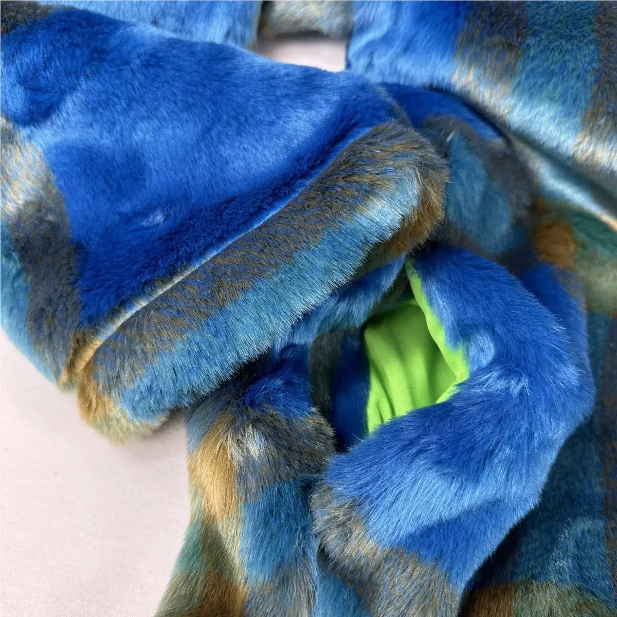 Nike clothing - Nike Sportswear Faux Fur Jacket - DD4541-476 - Court Blue/Mean Green (UPC: 195242454213) 2