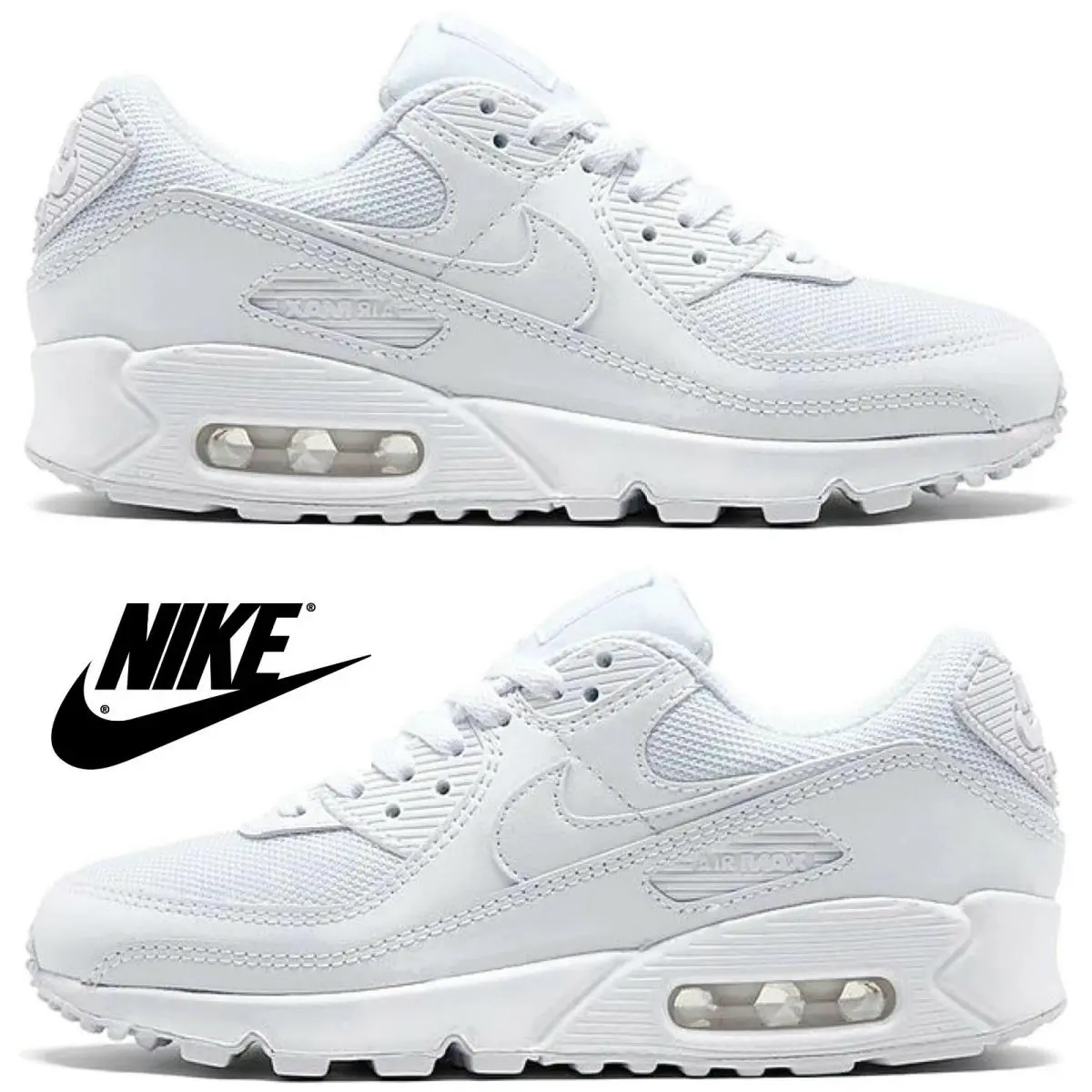 Nike shoes - Nike Air Max 90 - Air Max - White, Manufacturer: White/White/Wolf Grey 7