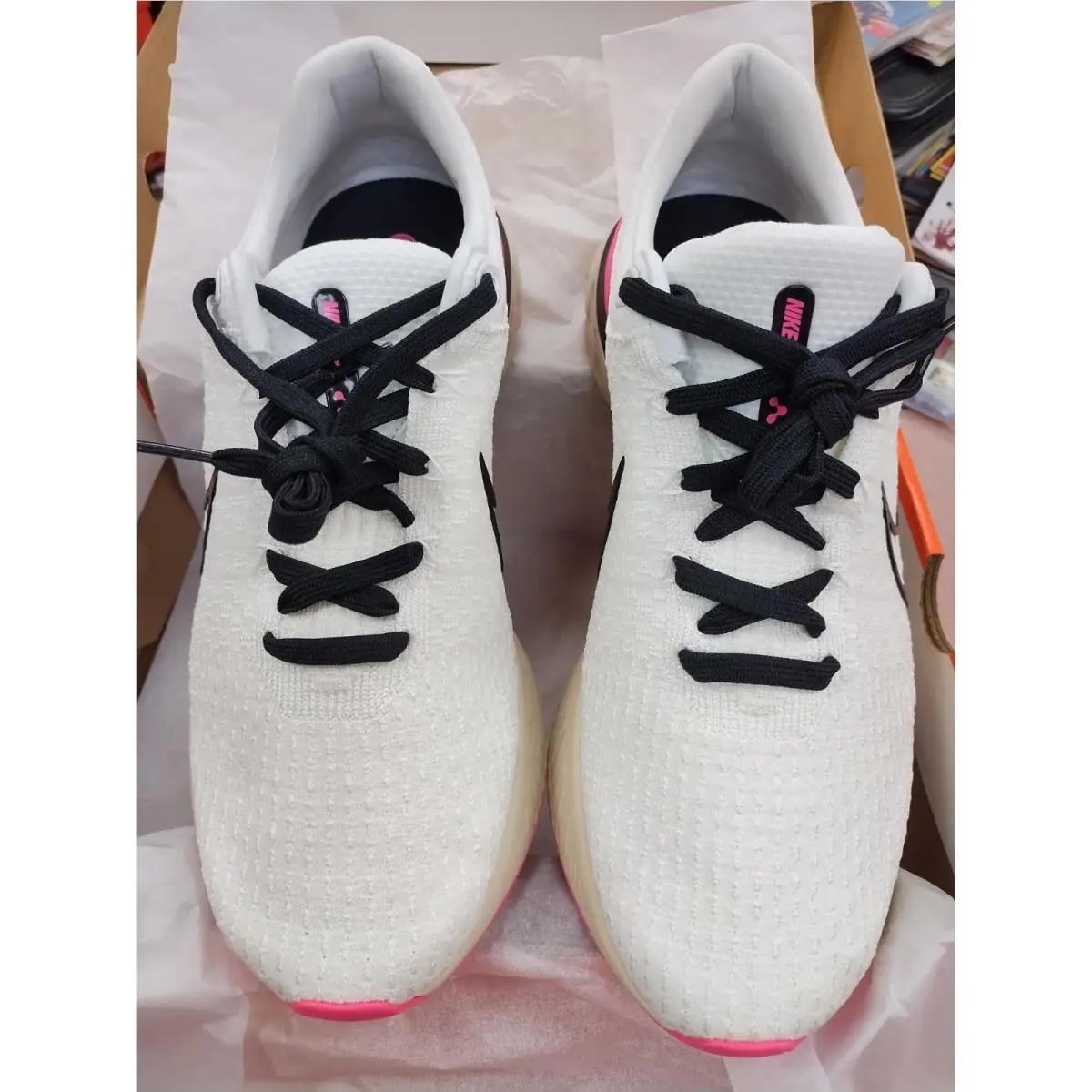 Size 13 Nike React Infinity Run Flyknit 3 Shoes White Black Pink DH5392-101