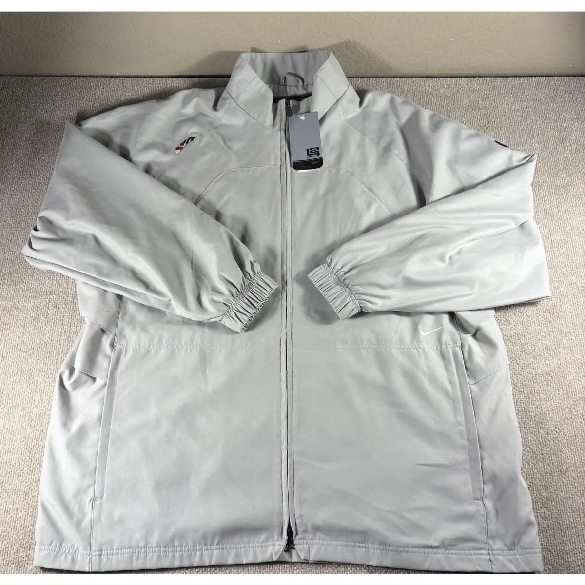 Vintage Nike Lebron Jacket Mens XL Gray Full Zip Lined Basketball Windbreaker