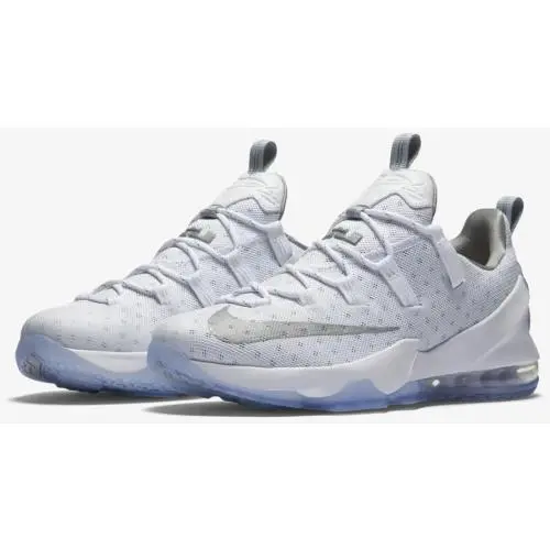 Nike Lebron Xiii Low Top Basketball Shoes - Size 12 - White / Silver 831925-100