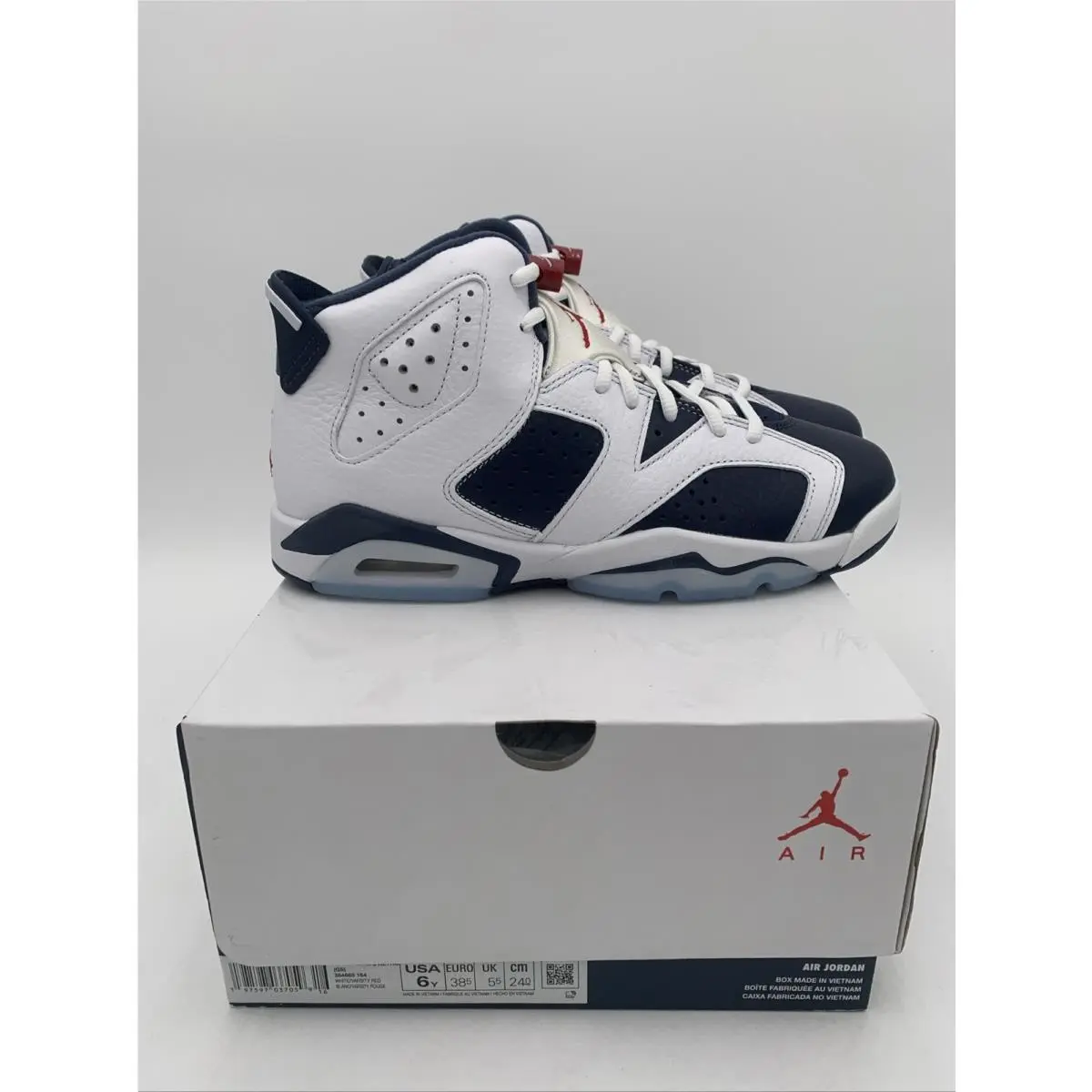 Nike Air Jordan 6 Retro GS White/varsity Red 384665-164 Size 6y