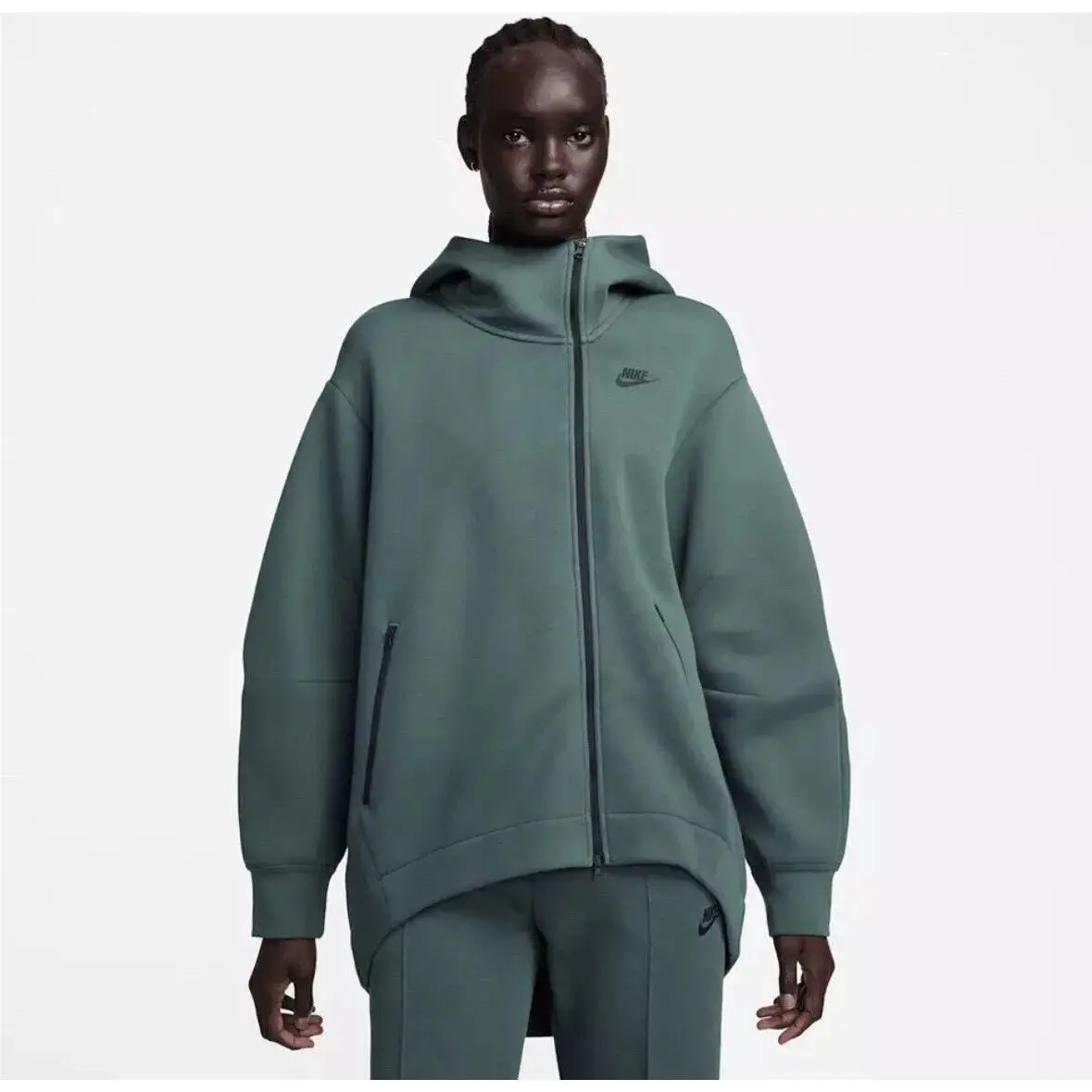 Nike Women`s Sportswear Tech Fleece Zip Hoodie Green X Large XL