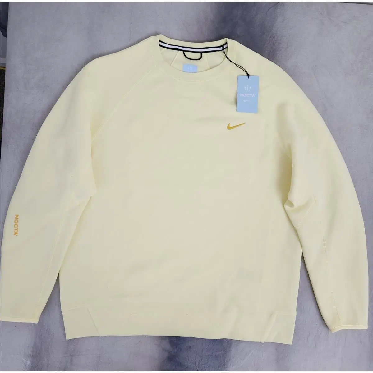 Nike Nocta X Drake Tech Fleece Crew Citron Tint Vivid Sulfur FD8457-821 Size XL