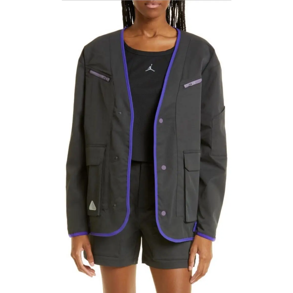 Jordan 23 Engineered Women Button Down Jacket Synthetic Fill Black DQ4537