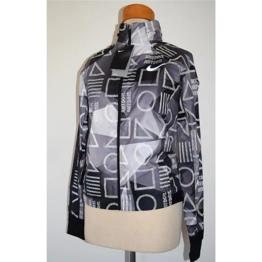 Nike Shield Flash Hooded Running Jacket Black Grey Women`s Size Small