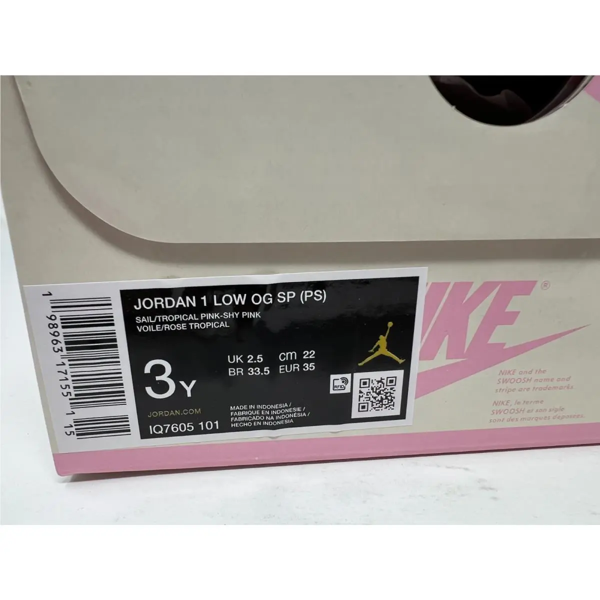 Nike shoes - Air Jordan 1 - Air - IQ7605-101 - Pink (UPC: 198963171551) 6
