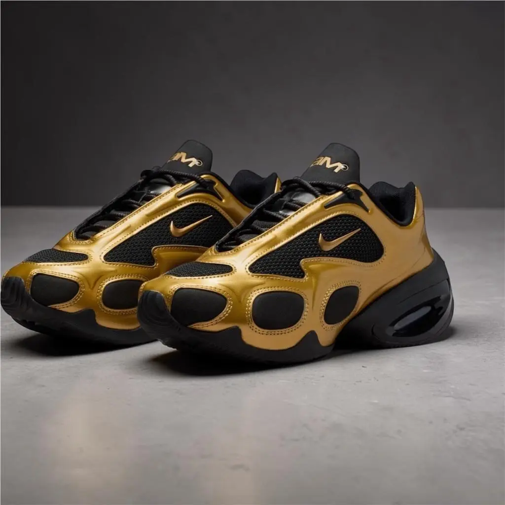 Nike Air Max Muse Women`s Sneakers Metallic Gold/black Low Top Lace Up