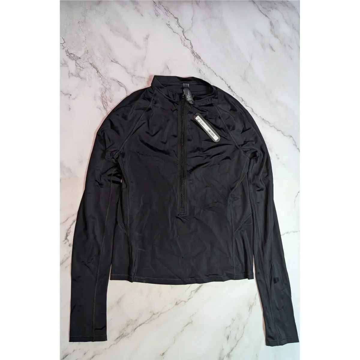 Skims x Nike Shine Long Sleeve Half Zip Top Obsidian Black TP-ZUP-7350W Size L