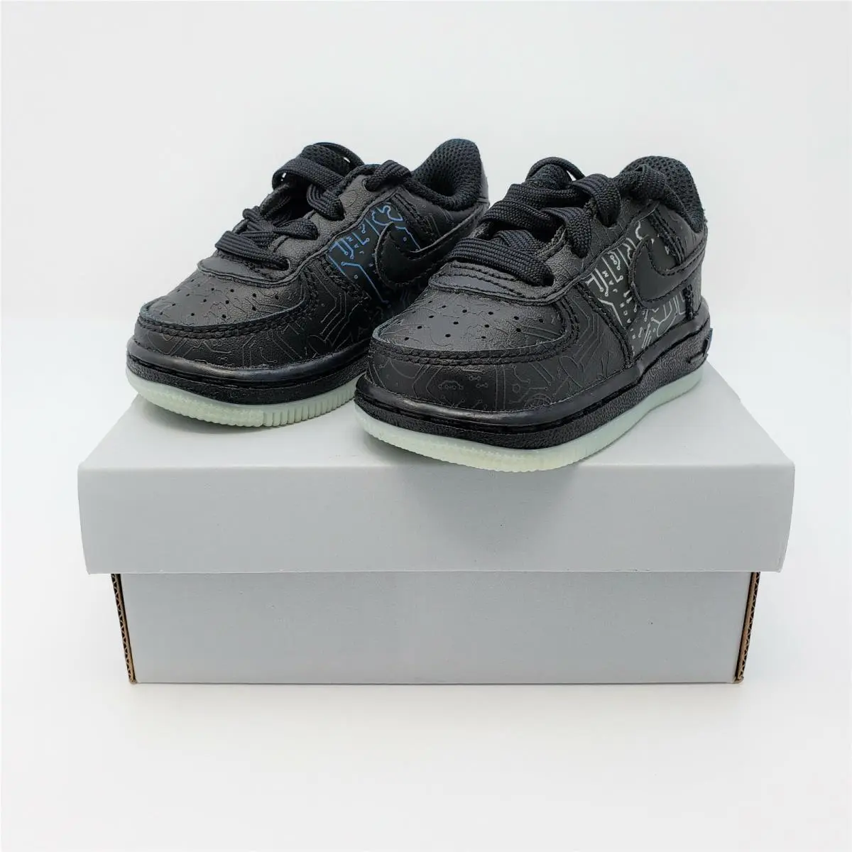 Nike shoes - Air Force 1 Low - Air Force Low - Black/Black-LT Blue Fury (UPC: 0195240922721) 8