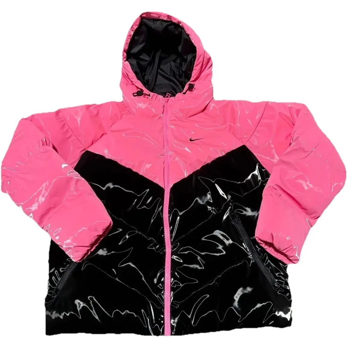 Nike Therma-fit Shine Puffer Jacket Pink Black HV5242-649 Women`s Size L