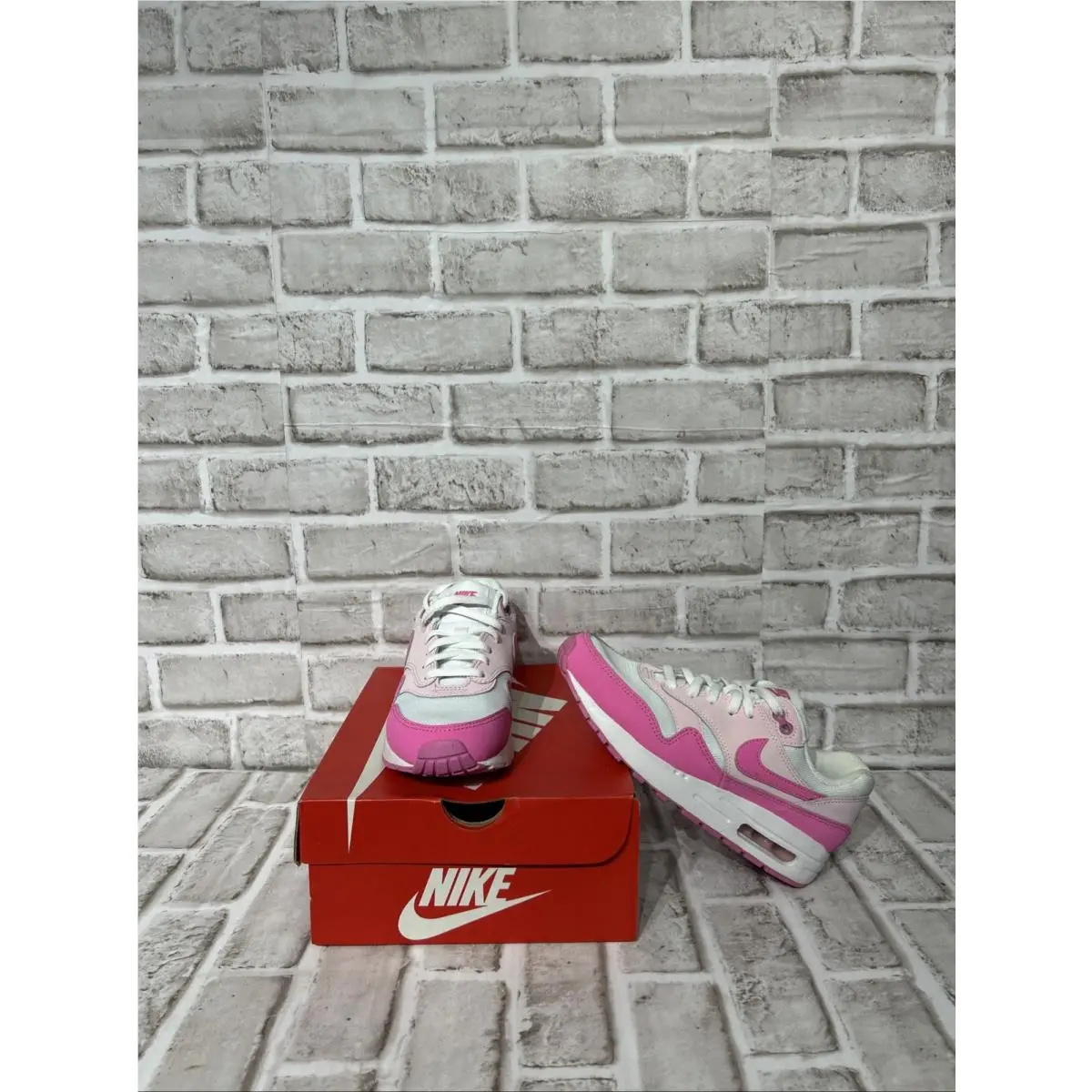 Nike Air Max 1 White Pink Foam Big Kid`s FZ3559-100 Sz 5.5
