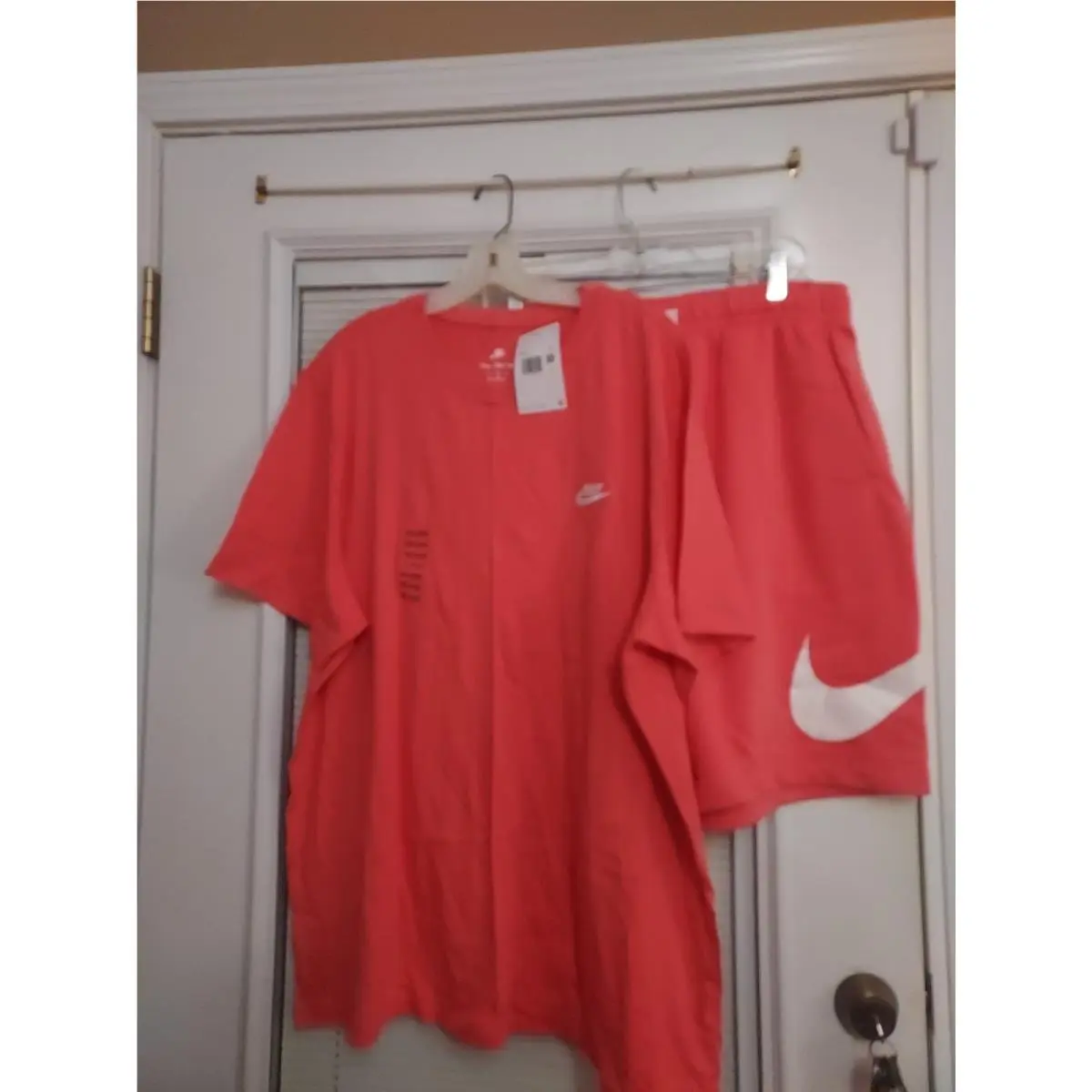 Nike Size Xxl Orange Sportswear Club 2 Piece Fleece Short Set