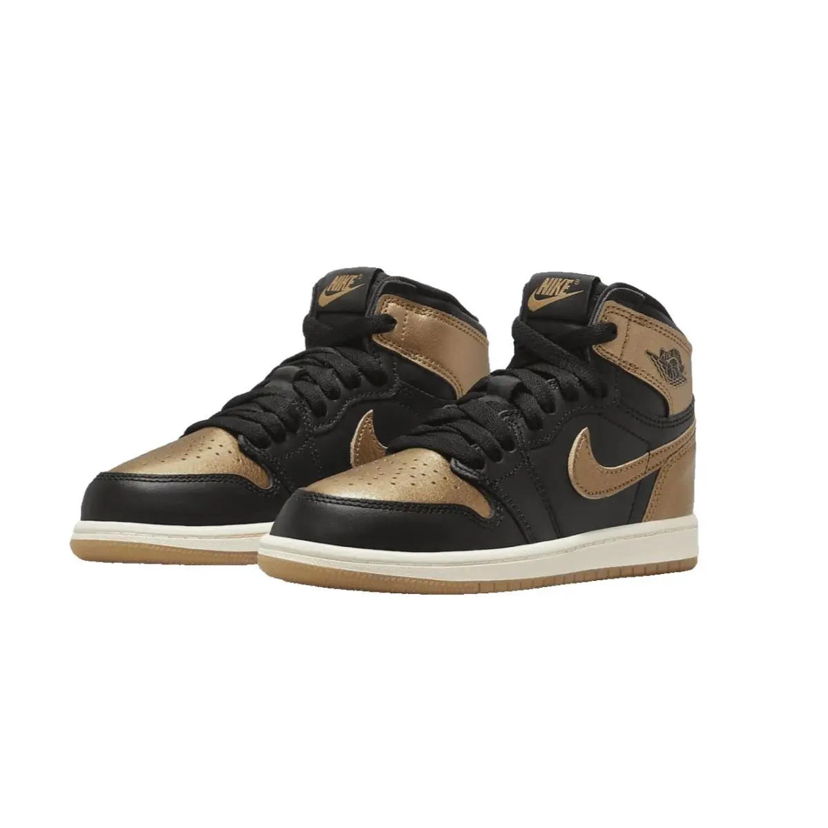 Nike Jordan 1 Retro High OG PS Boys Shoes 11C Little Kid Gold Black
