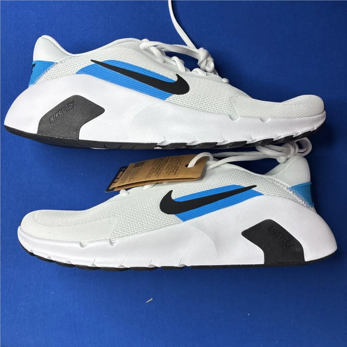 Men`s Nike Flex Train Training Shoes White/blue Hero/black HV9972 101 Size 11.5