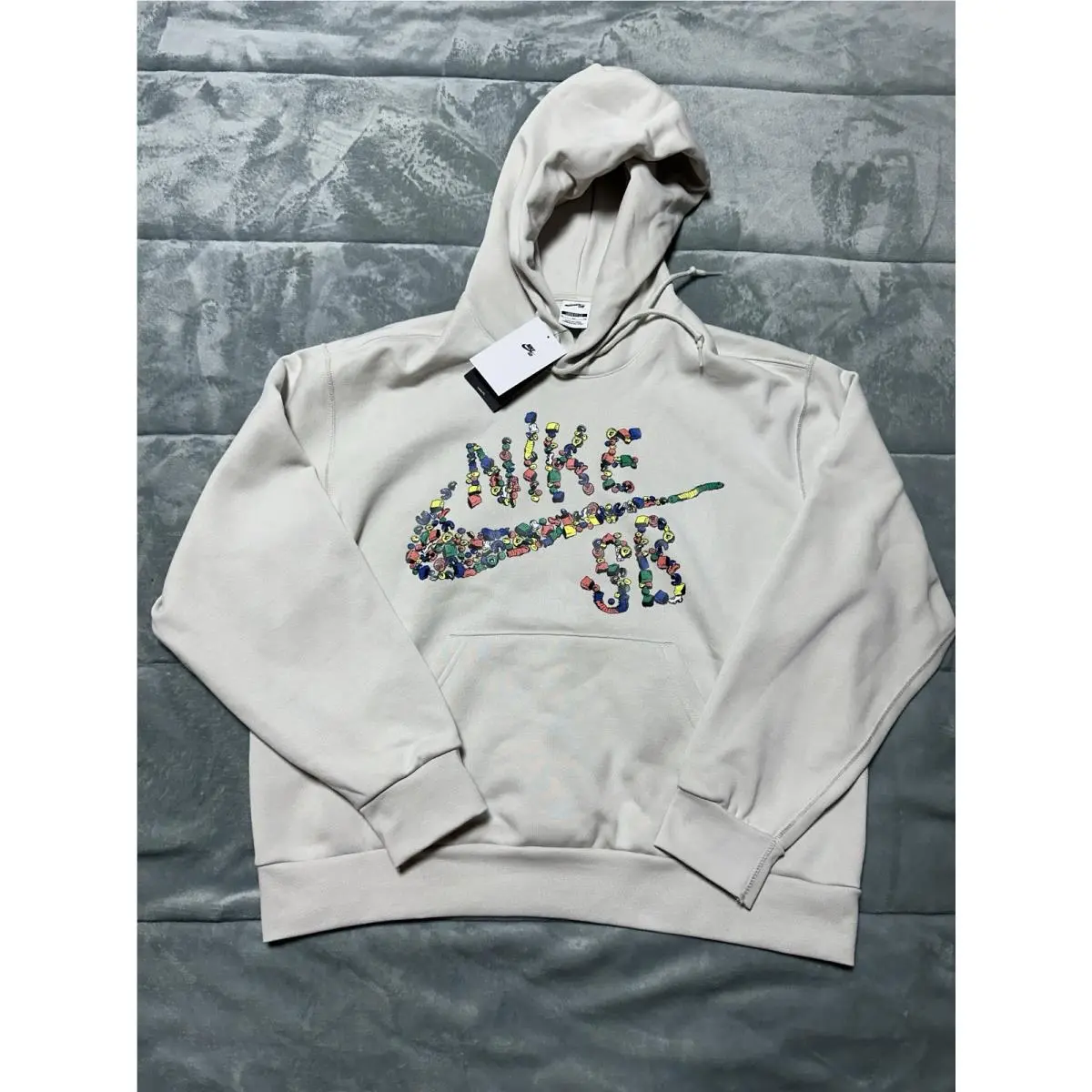 Loose Fit Size XL HW Nike SB Fleece Pullover Skateboard Hoodie Light Bone