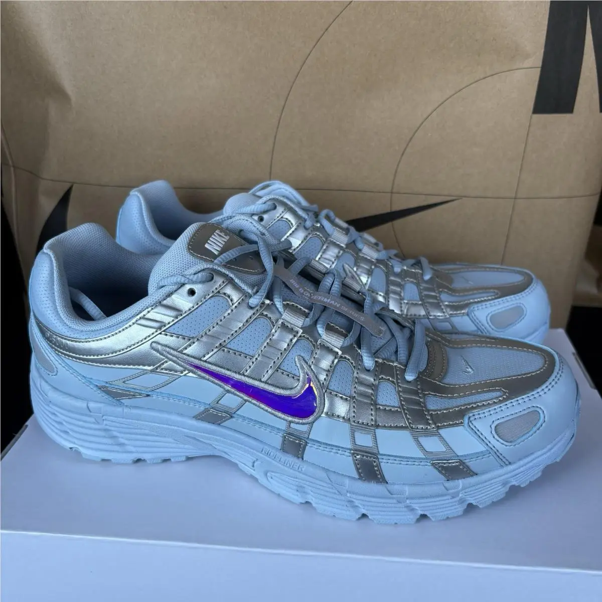 Nike P-6000 By You Men Size 10.5 IB4455-900 Baby Blue Silver Iridescent