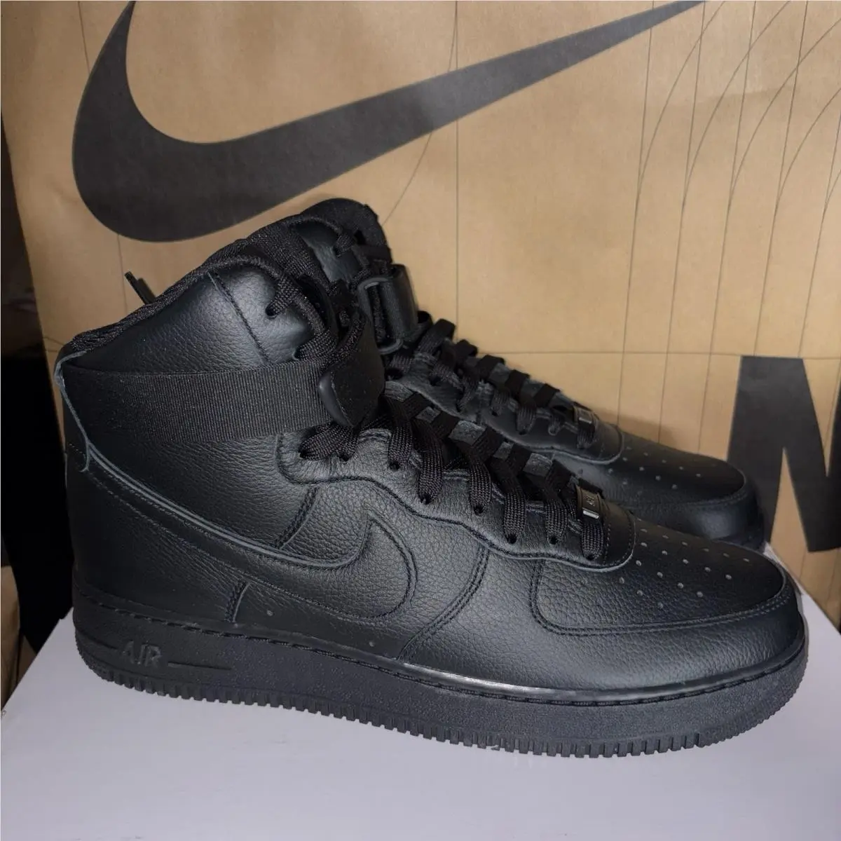 Nike Air Force 1 Triple Black Leather Custom Nby HF0658-900 Men Size 11