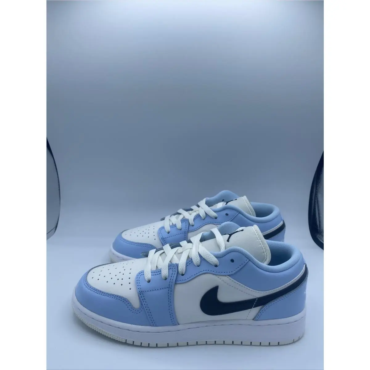 Nike Air Jordan 1 Low GS Ice Blue Black Sail White 554723-401 5Y