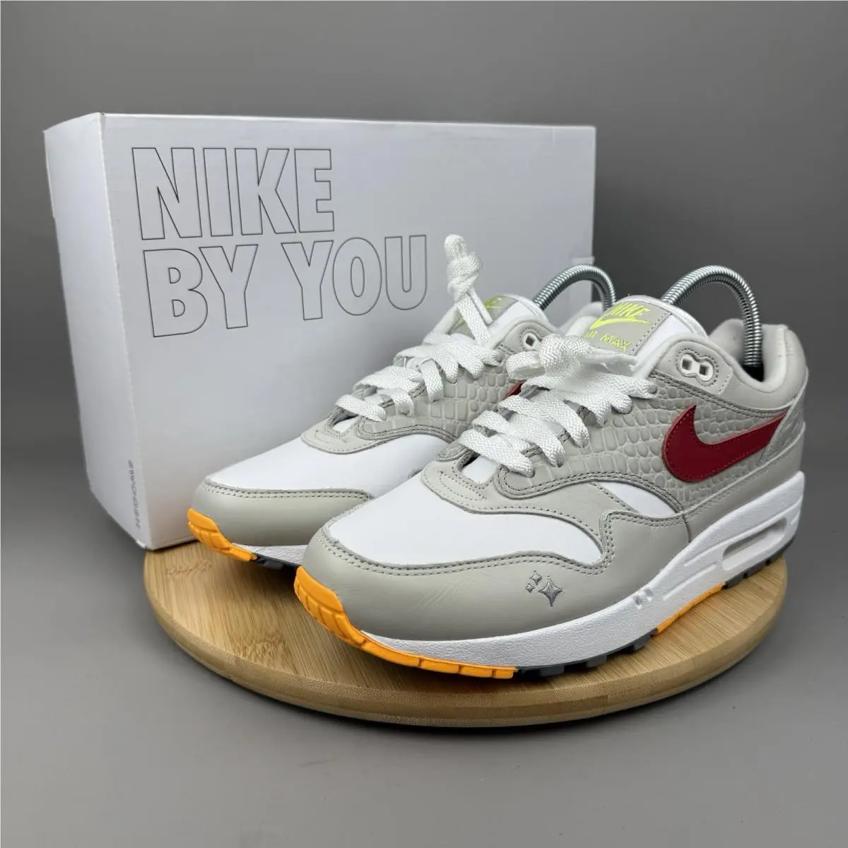 Nike Air Max 1 ‘87 ID By You Grey White Red FJ8893-900 Women’s 11 / Mens 9.5