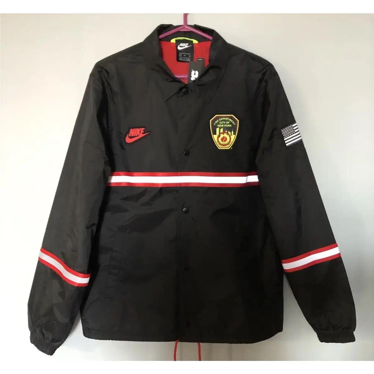 Fdny York Fire Department Coaches Jacket Black CW4799-010 Size Medium M by Nike