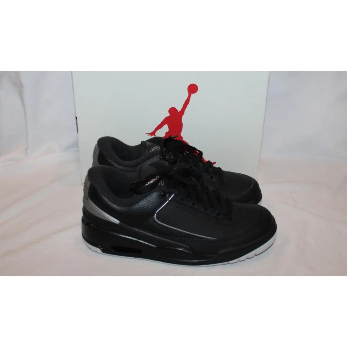 Nike Men`s Air Jordan 2/3 Black Metallic Silver Athletic Sneakers SZ 8