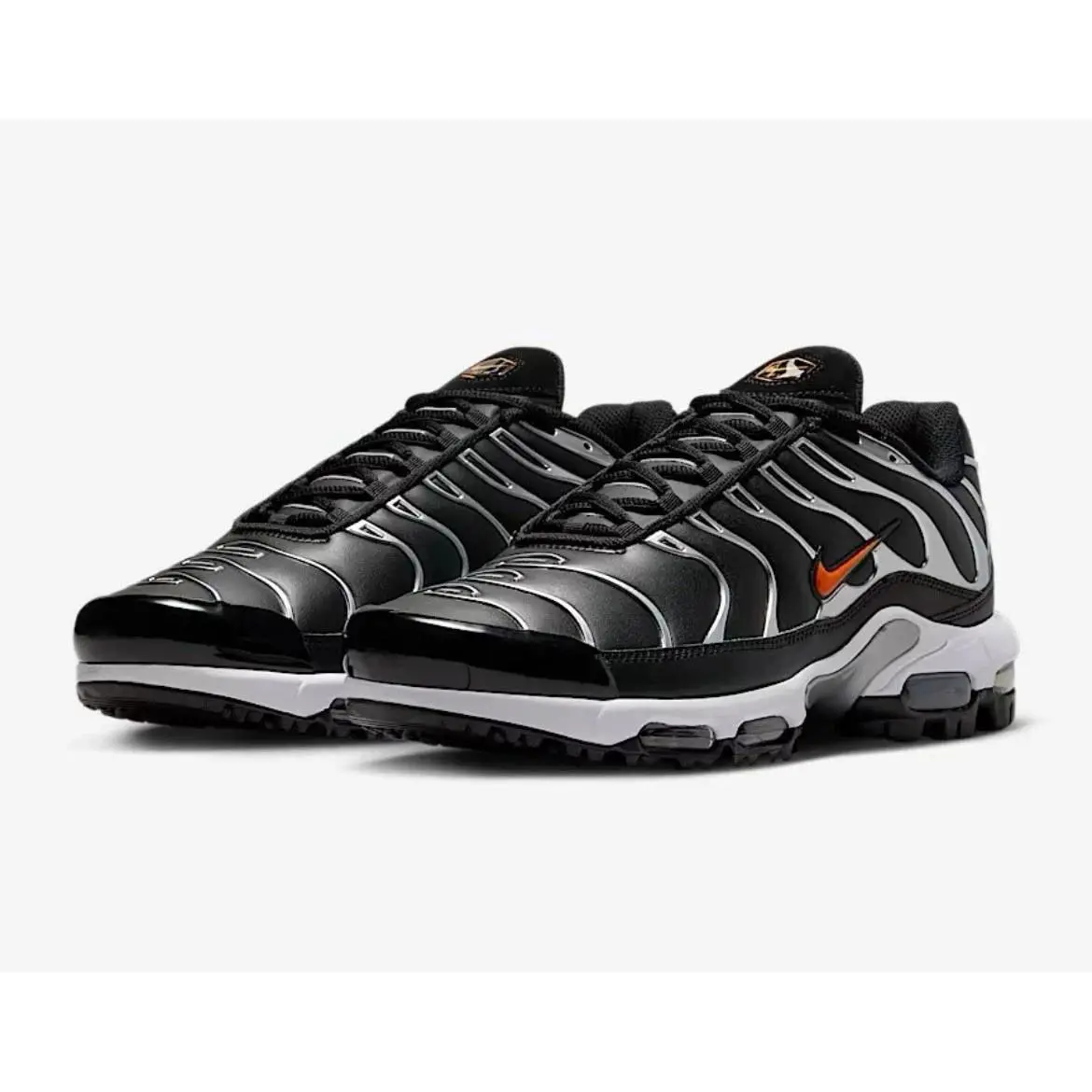 Nike Mens Sz 9.5 Air Max Plus G Golf Metallic Silver Total Orange FZ4150-002