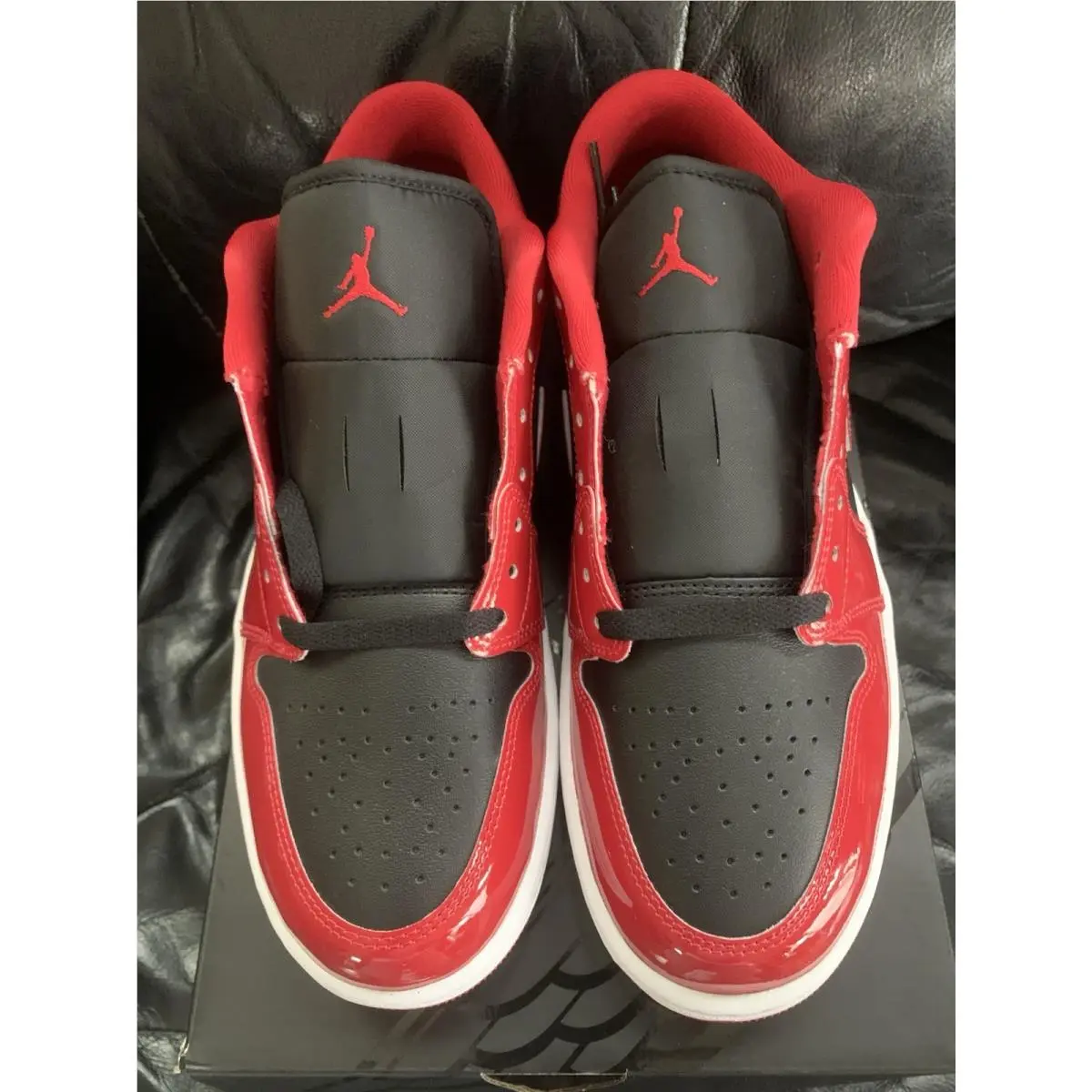 Jordan 1 Low SE Patent Varsity Red Black Men`s Size 9 HV4089-006