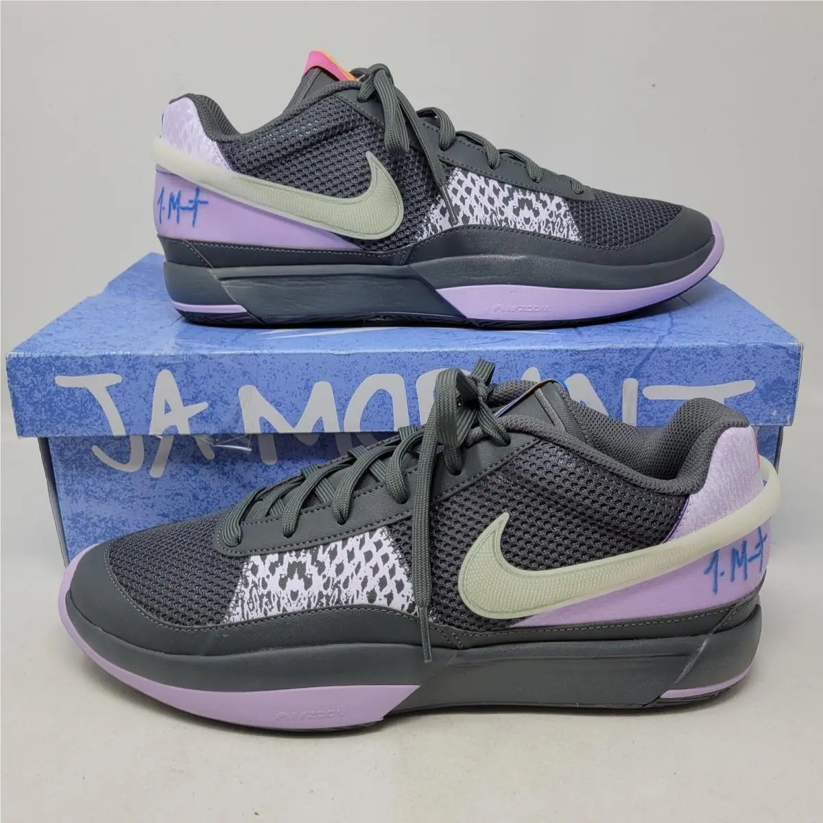 Nike Ja 1 Shoes Mens Size 12 Gray Purple Animal Print Basketball FQ4796-001