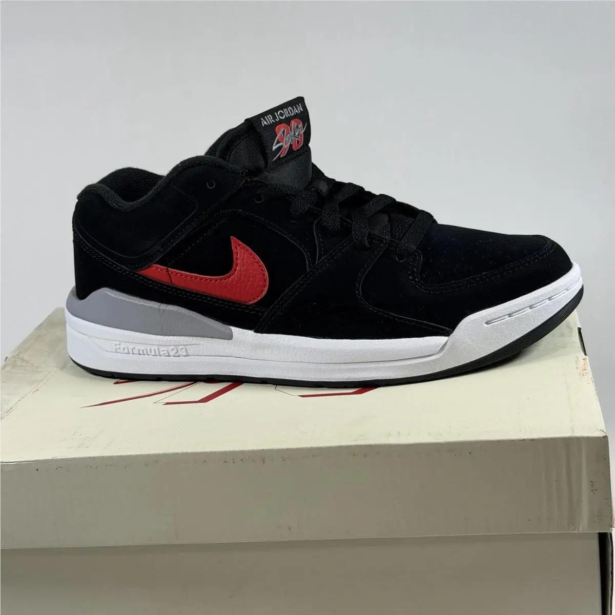 Jordan Stadium 90 Big Kids`-6Y Boys Shoes Black/white/cement Grey/fire Red