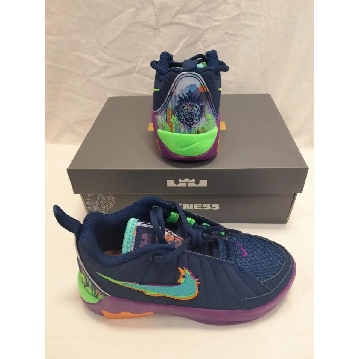 Nike Kids Lebron Witness lX KC PS Sneakers US Youth 12c Blue Void/bleached Turq