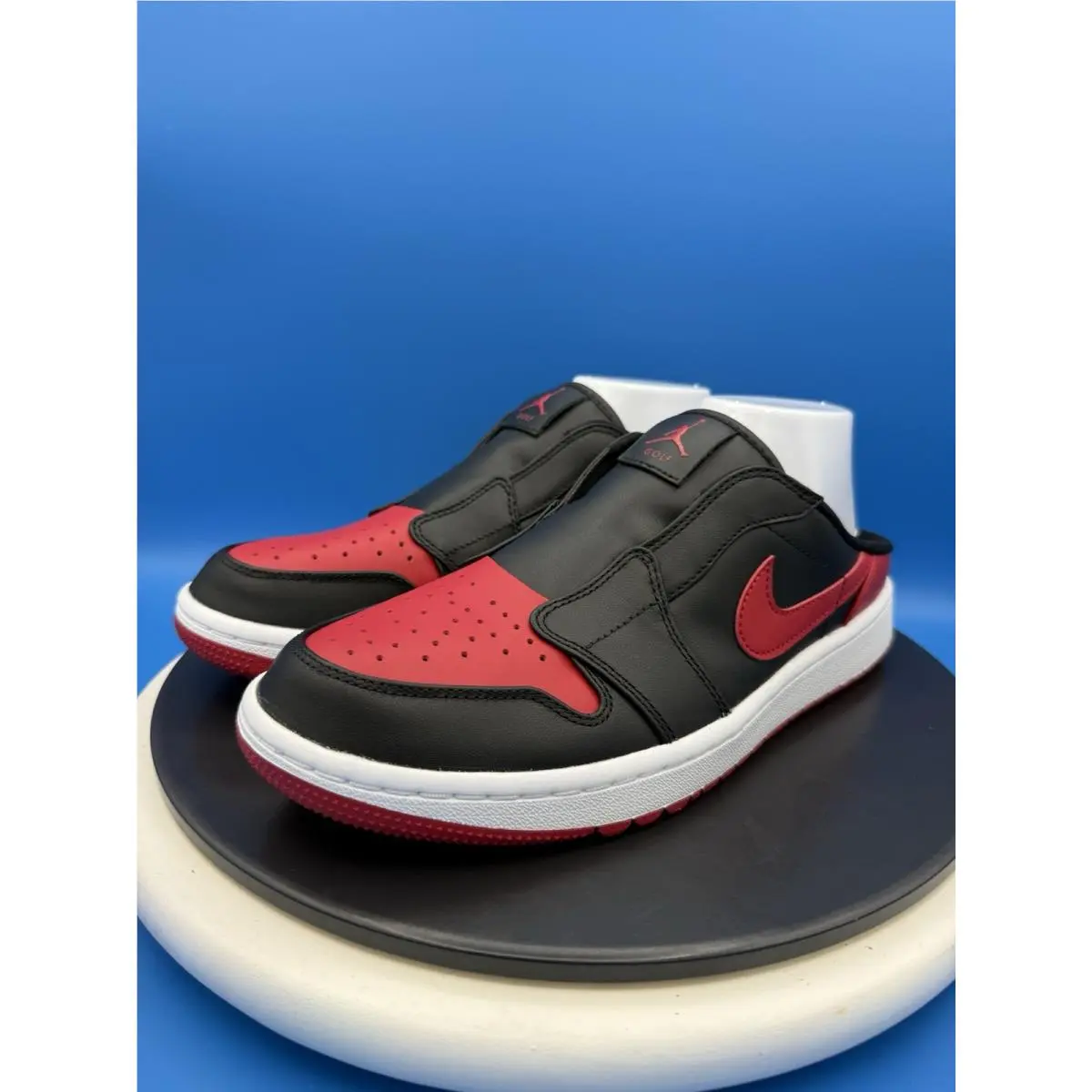 Nike Air Jordan 1 Mule Golf Shoes Mens Sz 8 Bred Varsity Red Slip On FJ1214-001