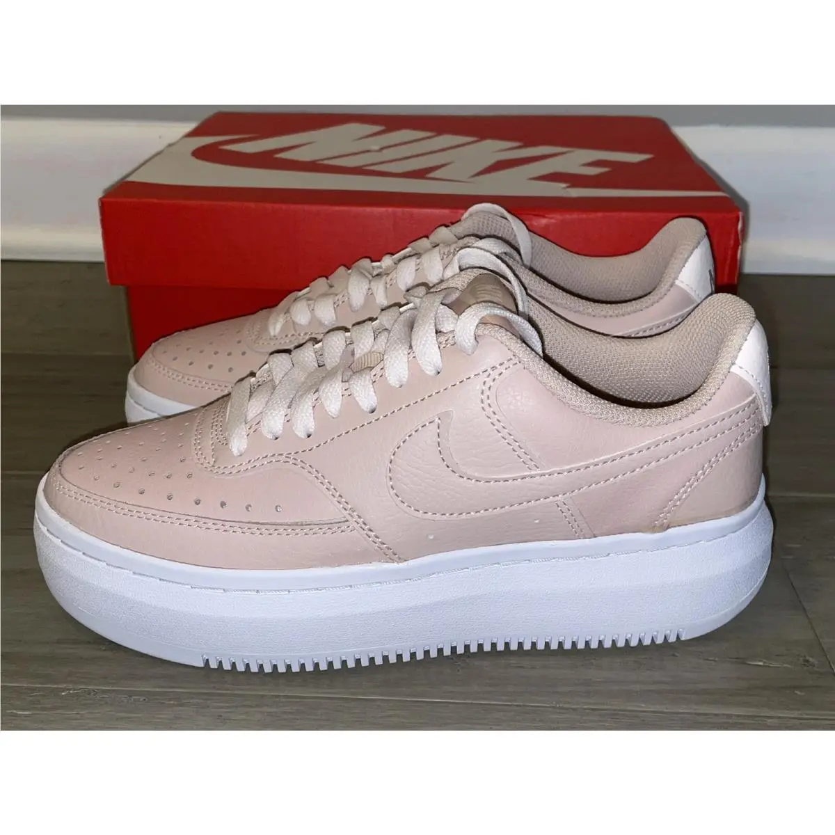 Womens Size 7 Nike Court Vision Alta Lthr DM0113-600 Pink Oxford White Shoes
