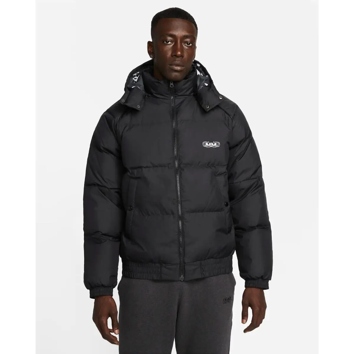 Nike Lebron Men`s Down Fill Hooded Basketball Jacket Black Xlarge DQ6140-010