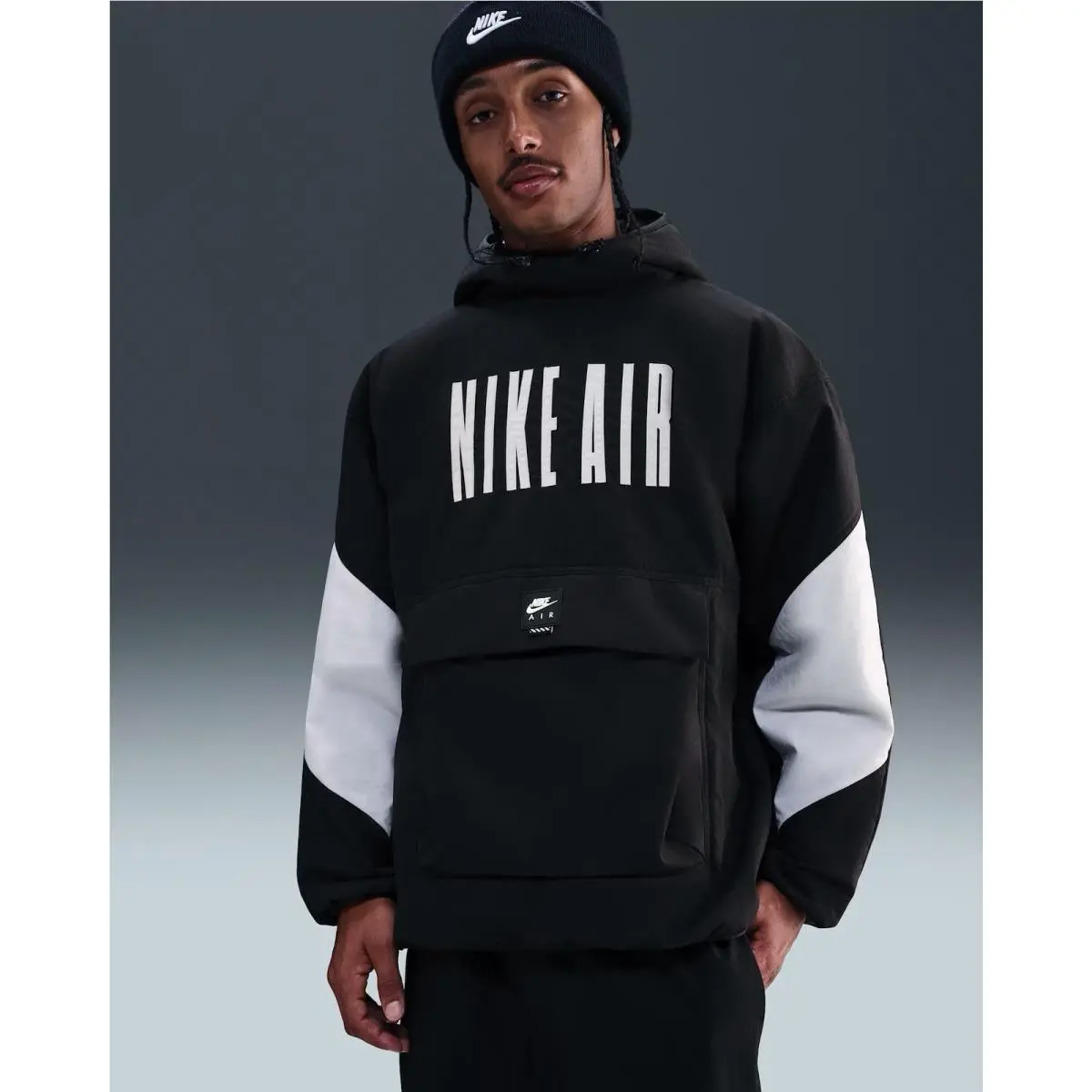 Nike Air Anorak Jacket IB2769-010 Black White Hooded Coat Men’s Size XL