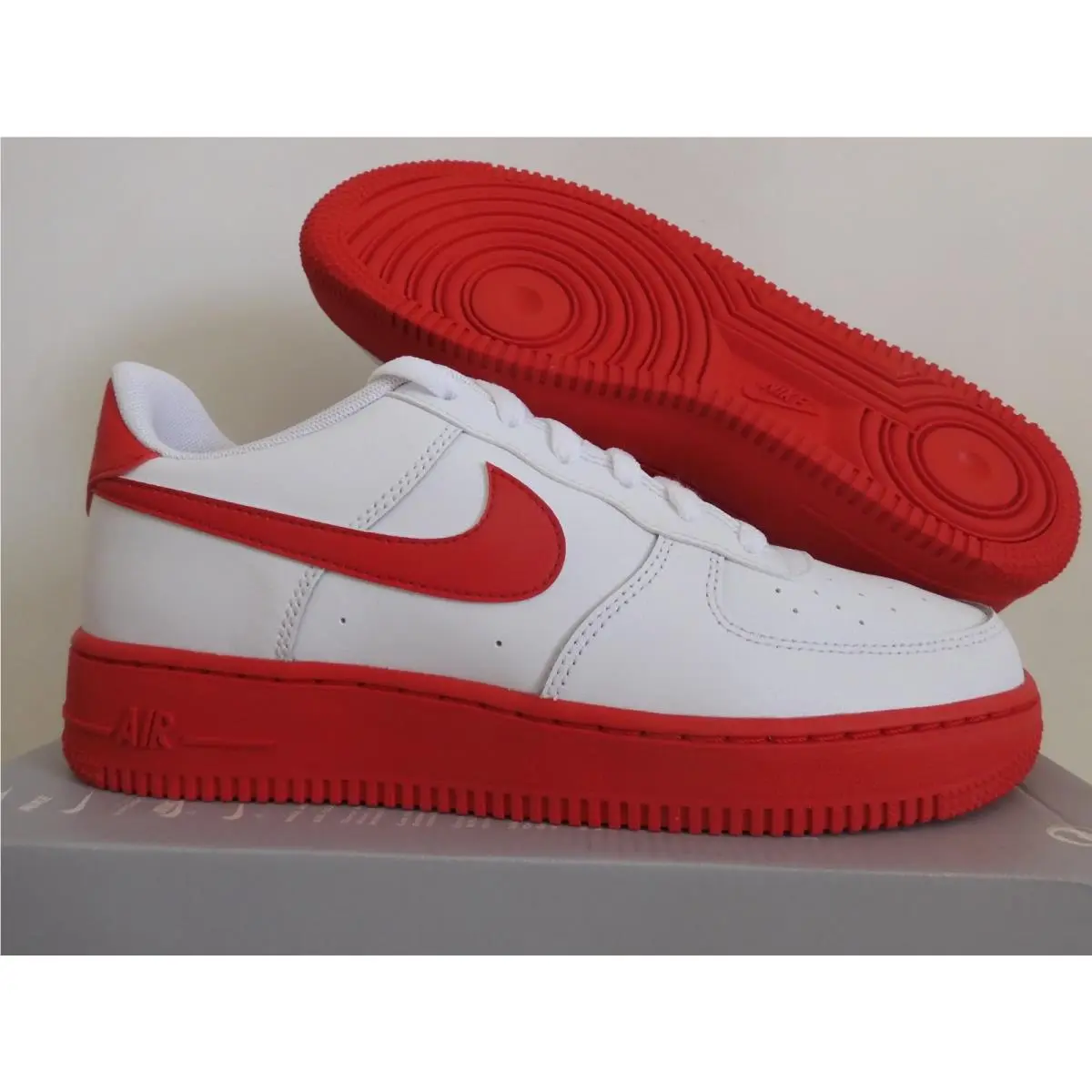 Nike Air Force 1 GS White-university Red-white Sz 7Y Rare CV7663-102